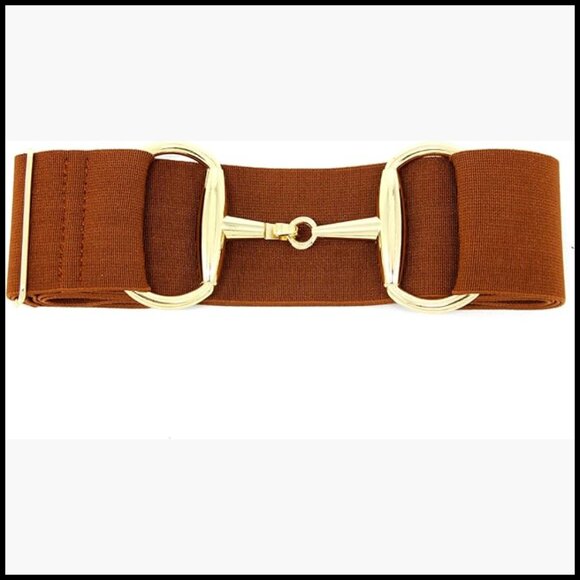 2 inch Luxury Elastic Equestrian Belt, Horse Riding Belt  Elastic Equestrian Belt with Gold Bit Buckle, Adjustable Riding Belt
